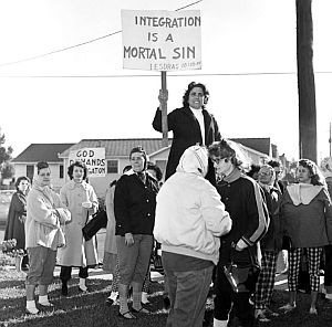 Women protest school integration 1960